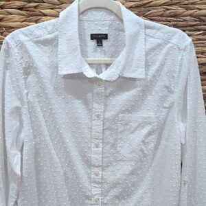 Talbots White Cotton Button Down Shirt Long Sleeves Size Large